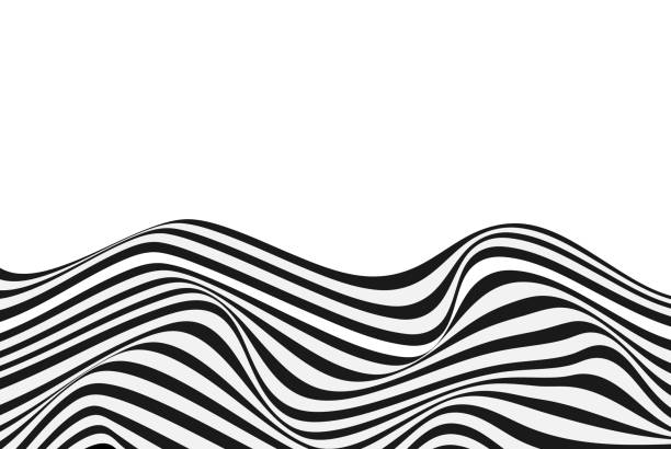 Optical illusion, abstract background wave design black and white. Optical illusion, abstract background wave design black and white op art stock illustrations
