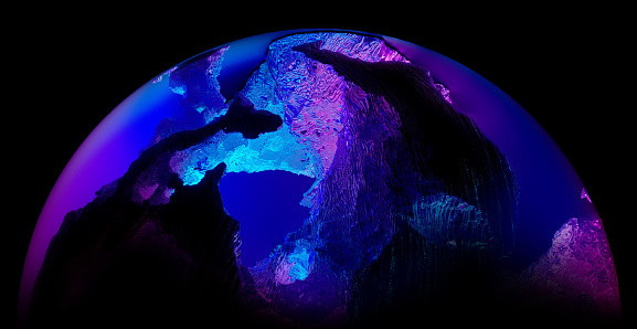 3d render of abstract art surreal blue planet earth