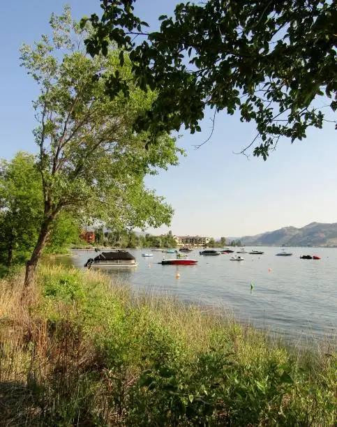 Photo of Osoyoos lake overview on warm summer day, Okanagan Valley, BC, Canada