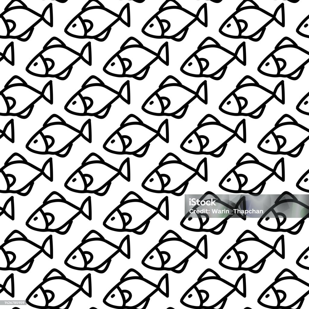 Fish Abstract Line Pattern Fish Line Pattern Vector Illustration Seamless Pattern Background ...