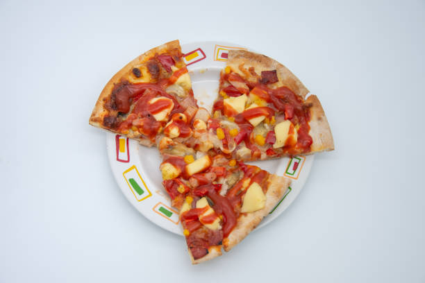 pieces of pizza on the plate