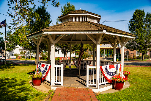 The old and historical town Gazebo in Amesbury, Massachusetts, USA
