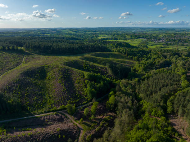Aerial View of hills on Cannock Chase stock photo