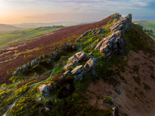 istock Aerial view of Ramshaw Rocks ridgeline at sunset 1426808248