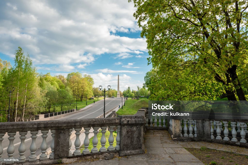 Russia, Gatchina, July 2022: Gatchina Palace and Park in summer Architectural Column Stock Photo