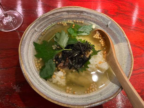 rice porridge with Heshiko stock photo