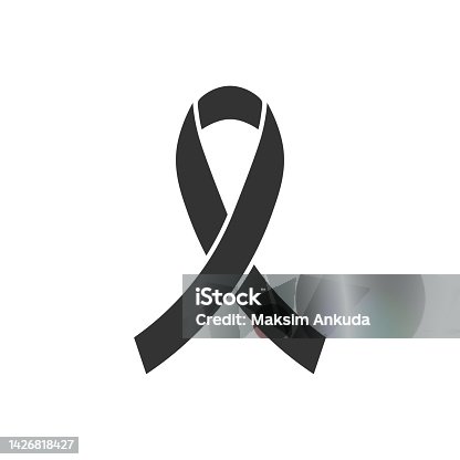 istock Vector illustration black ribbon. Mourning and melanoma symbol. 1426818427