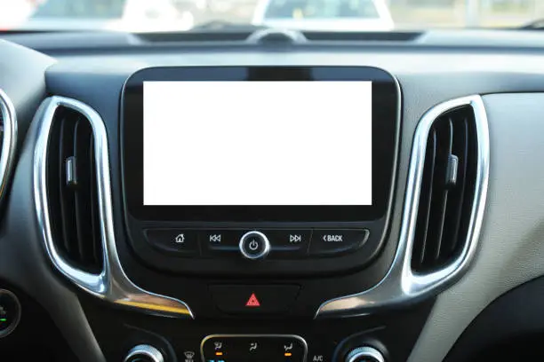 Photo of White screen on car touchscreen.