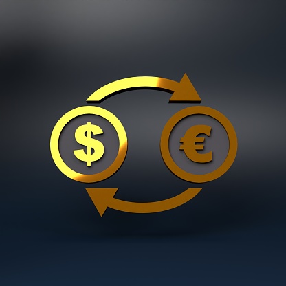 Dollar and euro conversion. 3d rendering illustration.