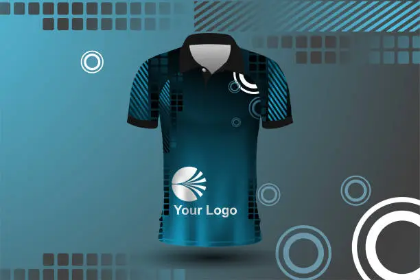Vector illustration of Black gradient blue elegant cricket shirt design
