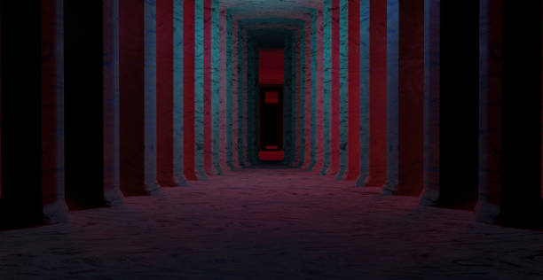 istock Alien Spaceship Sci Fi Concrete Rough Cement Garage Tunnel Corridor Warehouse Showroom Underground Futuristic Modern Background 3D Rendering 1426829343