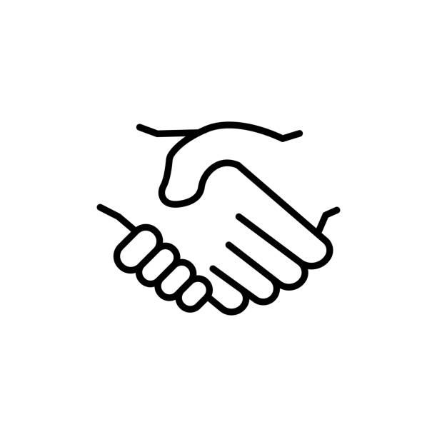 Handshake line icon. deal, partner, Business symbol. Editable stroke. Design template vector Handshake line icon. deal, partner, Business symbol. Editable stroke. Design template vector handshake stock illustrations