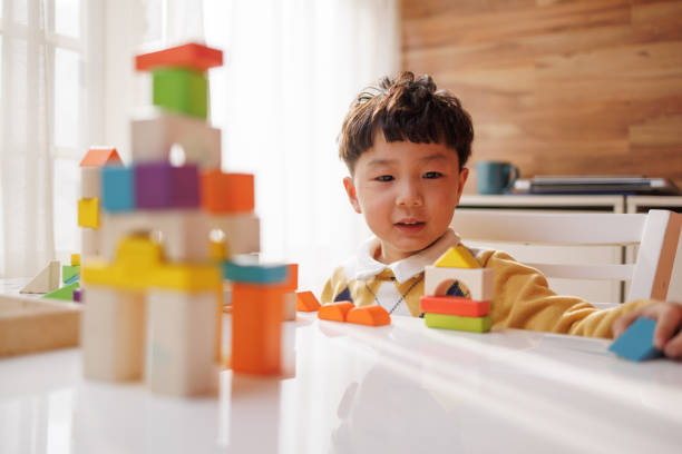 istock Asian boys play building blocks on the balcony 1426832484