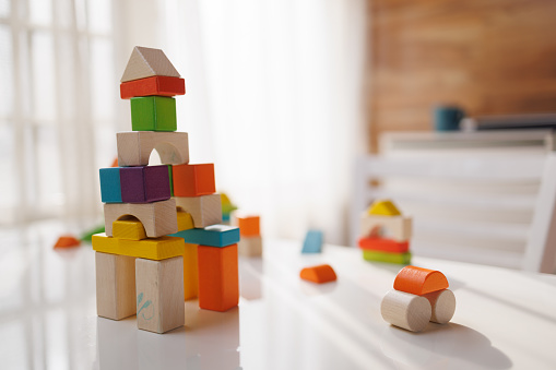 Building blocks on the table