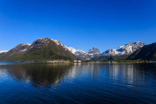 View of Åndalsnes over Isfjorden stock photo