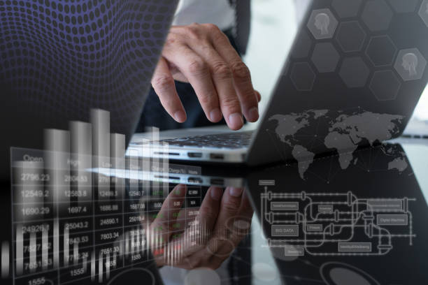 istock Business intelligence, Businessman analyzing financial data at office 1426839390