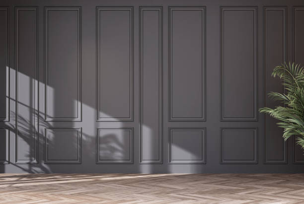 istock Home interior rendering with empty room color wall and decorated with wooden floors 1426842323