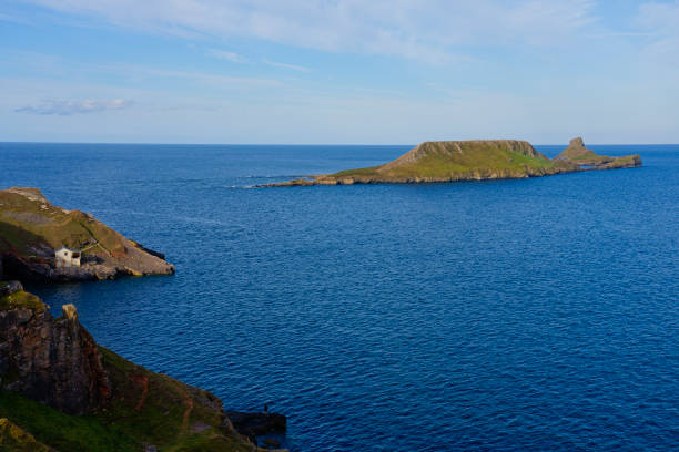 istock Rhossilii clifftops to the rugged Worms Head island 1426844302