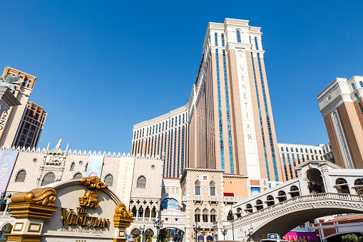 Venetian Hotel and casino along the Strip in Las Vegas, Nevada, USA