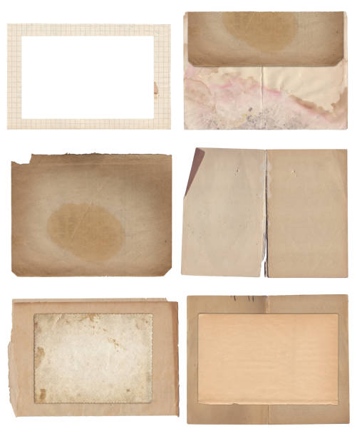 istock Set of various Old papers and postcards with scratches and stains texture isolated 1426849233