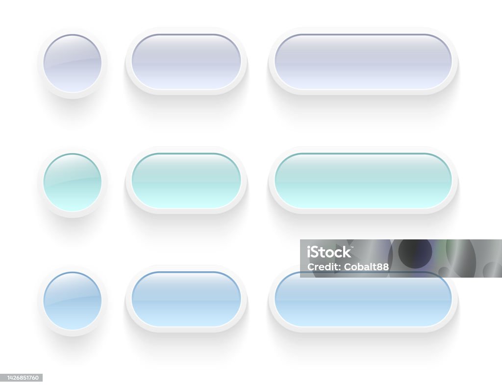 White Blue Buttons For User Interface Simple Circle 3d Modern Design ...