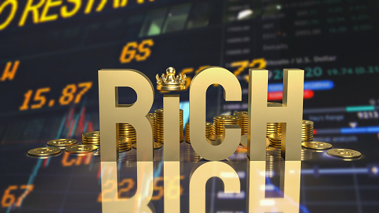 gold rich and coins for business concept 3d rendering