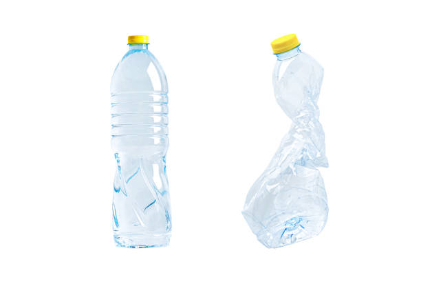 istock Plastic water bottle with empty crumpled used isolated on white background, reuse, recycle, pollution, environment, ecology, waste concept. 1426856480