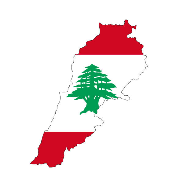 ilustrações de stock, clip art, desenhos animados e ícones de flag maps lebanon - lebanese flag