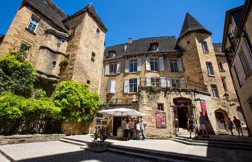 Sarlat, France, June 2016 : Medieval town of Sarlat in Dordogne, France.