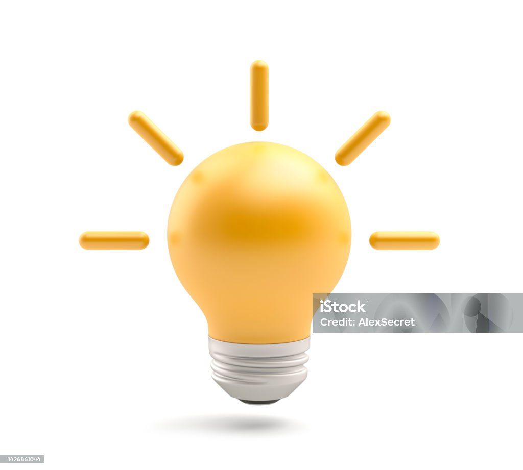 Light bulb 3D illustration Three Dimensional Stock Photo