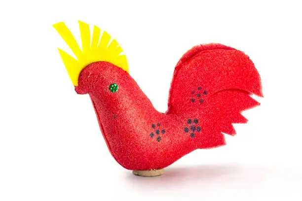 Photo of a foam made decorative Bird. this handcrafted toy popular in bangali new year festival or boishakhi mela in Bangladesh. traditional and heritage of Bengali couture.