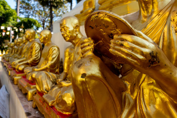 Place of worship Buddha Relics and statue at Wat Phra That Bung Puan, Nong Khai province, Esan regions of Thailand
