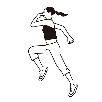 Vector line drawing of a woman running