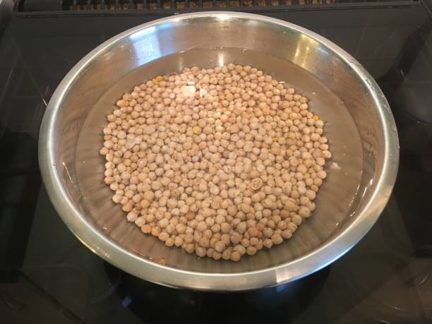 Chickpeas soaked in a bowl