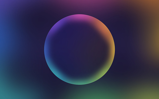 Rainbow color bubble soap abstract sphere circle background pattern.