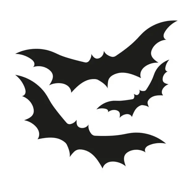 Vector illustration of Set Bat Silhouette for Halloween