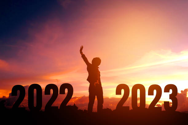 istock Silhouette young man happy to 2023 new year 1426891432