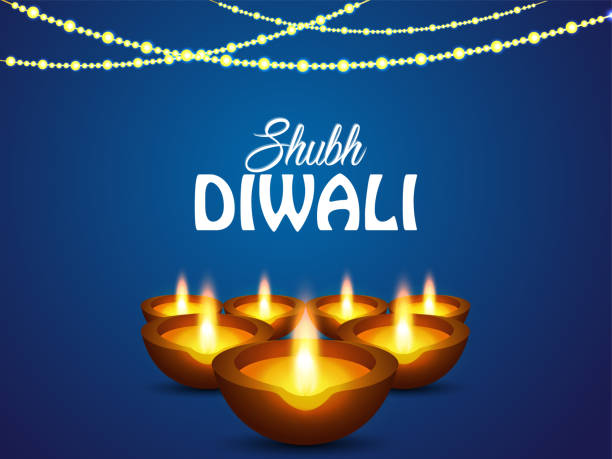 ilustrações de stock, clip art, desenhos animados e ícones de shubh diwali indian festival celebration greeting card with creative diwali diya - thaipusam kavadi
