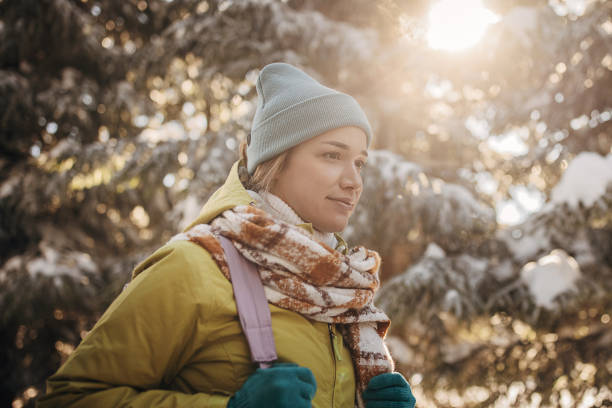 istock Woman exploring nature in winter 1426907078