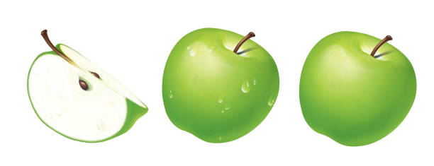 istock Green apple, illustration, isolated on white background, realism, photo realistic 1426910489