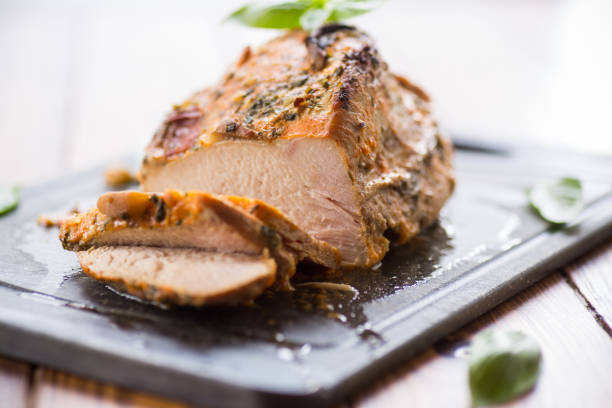 Baked sirloin turkey meat homemade with spices stock photo