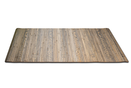 Bamboo mat for bathroom wooden look and isolated on white background