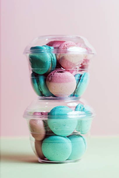 istock Bown of sweet pastel colored macarons 1426917459