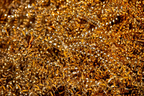 istock Close-up scene of  brass materials scrap from turning process. 1426921237