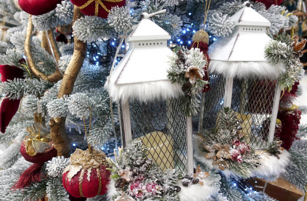 istock Beautiful Christmas decorative lanterns and Christmas balls. 1426939235