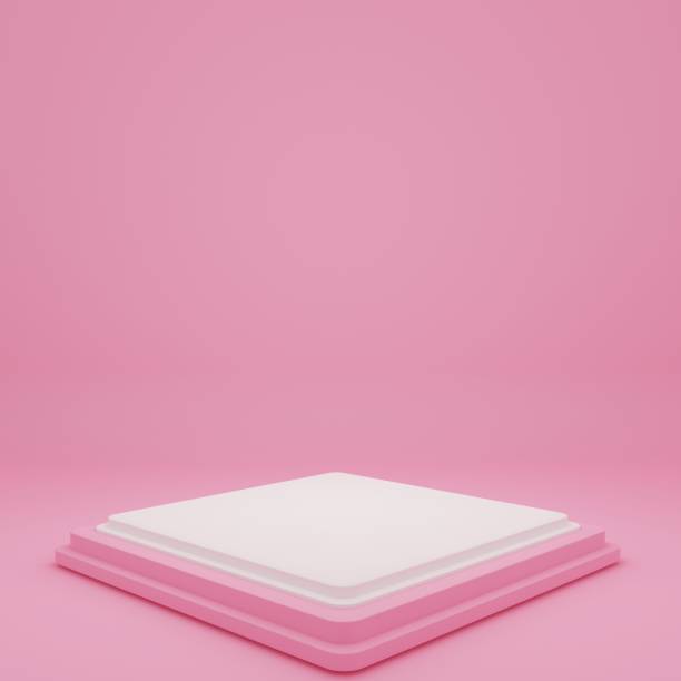istock white Product Stand in pink room ,Studio Scene For Product ,minimal design,3D rendering 1426941209