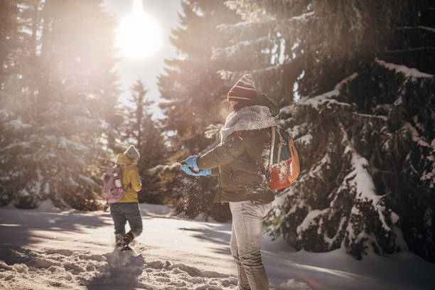 istock Father and daughter having fun with snow 1426942334
