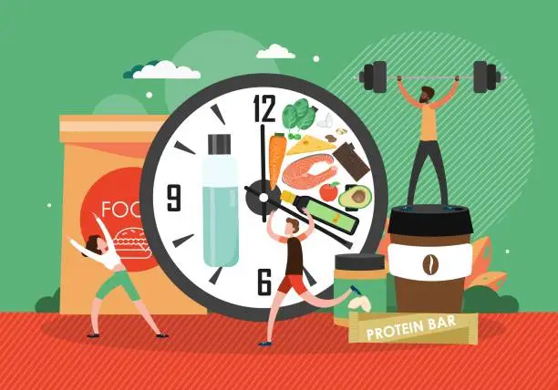 Vector illustration of Intermittent fasting and diet vector food banner