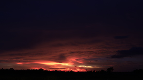 Dramatic mountain and sunset panorama