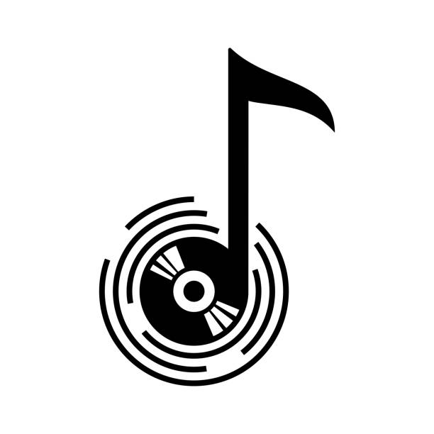 szablon wektorowego logo ilustracji nut muzycznych - silhouette singer singing group of objects stock illustrations